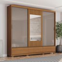 Ver imagem 5 de Guarda Roupa Casal 03 Portas Deslizantes Flex com Espelho 03 Gavetas Externas Delvin D349 Cinamomo o