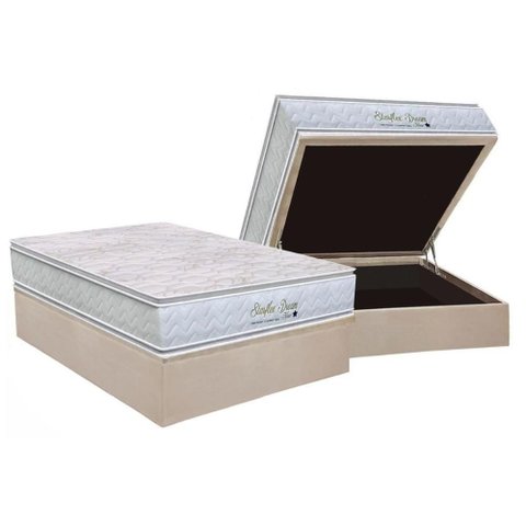 Cama Box Baú Casal: Colchão Molas Ensacadas Orthoflex Starflex Dream New + Base Crc Suede Clean (