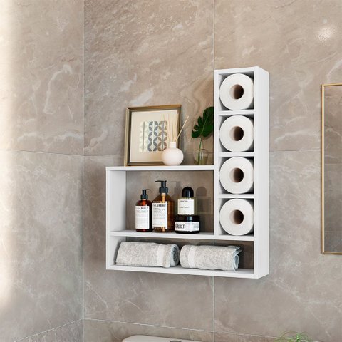 Suporte para Papel Higiênico Decorativo Romenia Branco