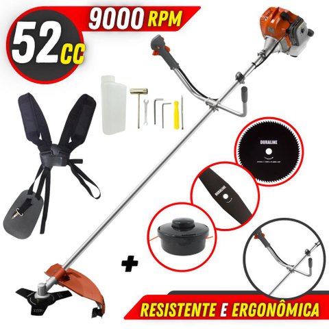 Roçadeira 52cc Tekna RL520ACN-TK Faca 3 Pontas, Faca 2 Pontas, Disco 80 Dentes e Carretel