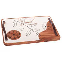 Bandeja decorativa para servir frios petiscos grande folhas - 4