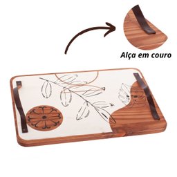 Bandeja decorativa para servir frios petiscos grande folhas - 3