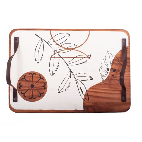 Bandeja Decorativa para Servir Frios Petiscos Grande Folhas