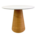 Ver imagem 1 de Mesa de Jantar Redonda 80 Cm Tampo Laca Branca Base Freijó Horizontal