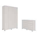 Ver imagem 2 de Conjunto Quarto Infantil Guarda-roupa 4 Portas 3 Gavetas e Cômoda 8 Gavetas Alice Espresso Móveis