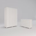 Ver imagem 5 de Conjunto Quarto Infantil Guarda-roupa 4 Portas 3 Gavetas e Cômoda 8 Gavetas Alice Espresso Móveis