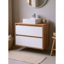 Ver imagem 3 de Gabinete para Banheiro com Cuba e Espelheira com Led 80cm Mdf Freijo com Branco Dubai - On Móveis