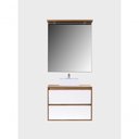 Ver imagem 4 de Gabinete para Banheiro com Cuba e Espelheira com Led 80cm Mdf Freijo com Branco Dubai - On Móveis