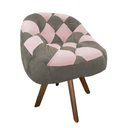 Ver imagem 2 de Poltrona Paloma Escritório Sala Giratória Madeira Suede Cappuccino e Suede Rosa Bebê - Dominic Decor