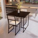 Ver imagem 4 de Conjunto Mesa de Jantar Quadrada Preta 2 Cadeiras Preta Riviera Industrial Don Castro Decor Riviera