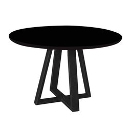 Mesa Jantar 100cm Tampo Mdf-vidro Redonda 4 Cadeiras Pés Madeira Maciça Preto - 2