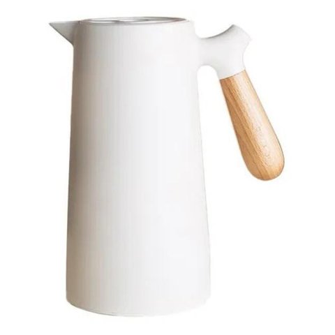 Garrafa Térmica Bon Gourmet Cabo em Madeira 1l Branca