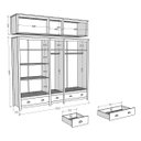Ver imagem 4 de Conjunto Quarto: Guarda-roupa 10 Portas, Escrivaninha, Cômoda 4 Gavetas Topázio Branco/freijó Madeir