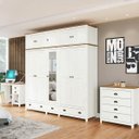 Ver imagem 1 de Conjunto Quarto: Guarda-roupa 10 Portas, Escrivaninha, Cômoda 4 Gavetas Topázio Branco/freijó Madeir