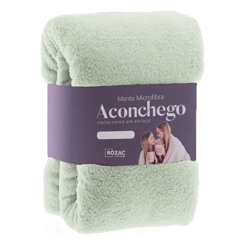 Cobertor Manta Microfibra - Casal - Liso - Verde Claro - 1,80m x 2,20m - Rozac