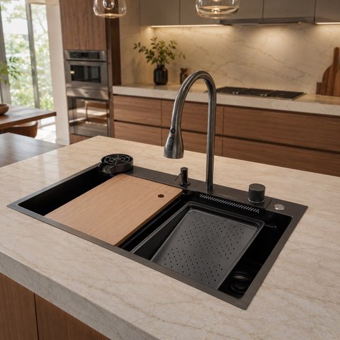 Cuba para Cozinha Gourmet Miami Nano Black Aço Inox 304 Goldenx