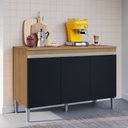 Ver imagem 2 de Balcão Gabinete Cozinha Manu 120cm 3 Portas com Tampo Mdp Multiuso Amêndoa Preto - Desk Design