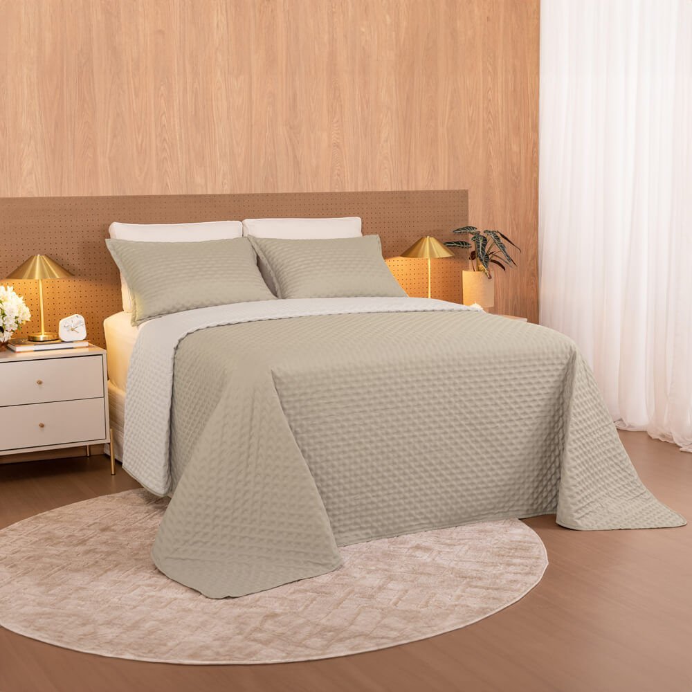 Kit Colcha / Cobre leito King Comfy - Lavive Bege / palha | MadeiraMadeira