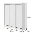 Ver imagem 3 de Guarda Roupa Saion 3 Portas com Pés 1 Porta Glass - Lp - Rei de Casa Branco