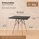 Ver imagem 4 de Conjunto Eames Eiffel Mesa + Cadeiras Conjunto para Sala e Cozinha Tampo Quadrado 70cm 4 Cadeiras
