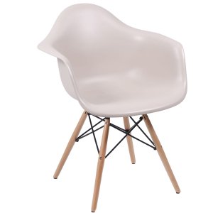 Cadeira Eames Eiffel com Braço Daw em Polipropileno com Base Madeira