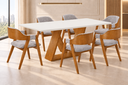 Ver imagem 1 de Sala de Jantar 6 Cadeiras Mesa 2,20x1,10 Europa - Imperial:Linho Cinza