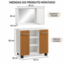 Ver imagem 4 de Kit Banheiro Gabinete Premium 2 Portas com Espelheira Cannes - Gab. Branco/Ripado Nat + Esp. Branco
