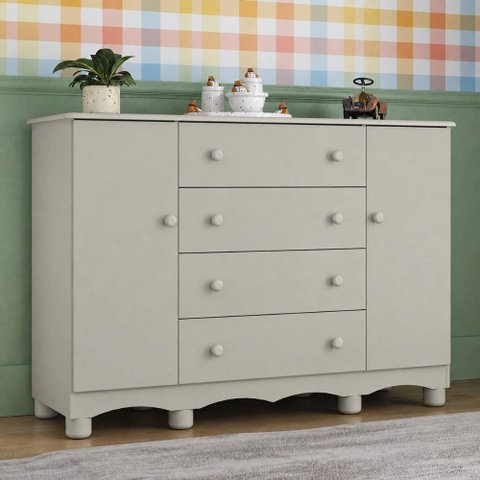 Cômoda Infantil 125cm 2 Portas e 4 Gavetas Dengo Multimóveis MP4440 - Off White