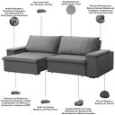 Ver imagem 4 de Sofá 3 Lugares Retrátil Reclinável para Sala 245cm Malfati F04 Veludo Cinza - Lyam Decor
