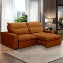 Ver imagem 1 de Sofa 2 Lugares Retrátil Reclinavel 200cm Veludo Terracota Andreza