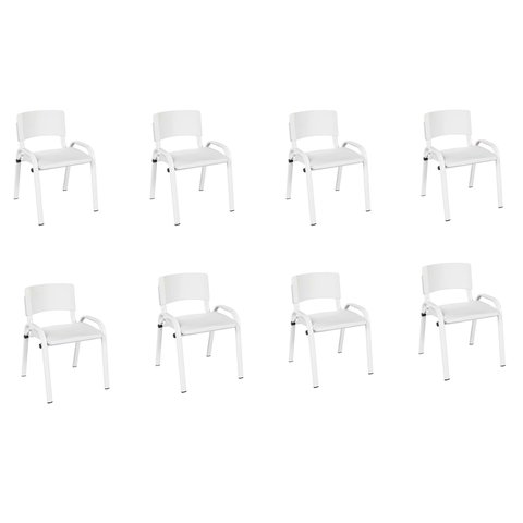 Kit 8 Cadeiras Infantil Iso, Escola, Base Branco-branco