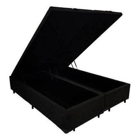 Cama Box Baú Queen com Blindagem Fabricação Própria Blindada - Suede - Preto