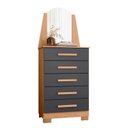 Ver imagem 5 de Guarda Roupa Casal Doble com Espelho 06 Portas e Cômoda New Veneza Freijo Titanium - Móveis Albatroz