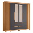 Ver imagem 4 de Guarda Roupa Casal Doble com Espelho 06 Portas e Cômoda New Veneza Freijo Titanium - Móveis Albatroz
