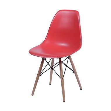 Cadeira Eames Vermelha - Base Madeira Natural - 1