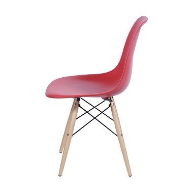 Cadeira Eames Vermelha - Base Madeira Natural - 2