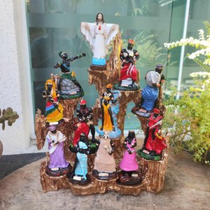 Altar Congá com 12 Orixás de 10 Cm Umbanda Dourado