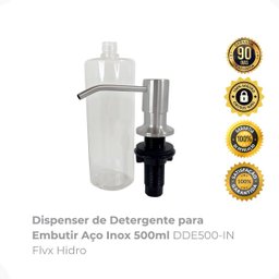 Dispenser de Detergente para Embutir Aço Inox 500ml Dde500-in Flvx Hidro - 2