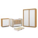 Ver imagem 1 de Dormitório Tutto New 2 Portas, Cômoda 4 Gavetas e Berço Branco Soft/freijó com Capitonê e Colch