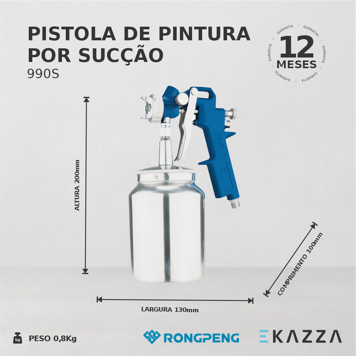 Pistola de Pintura por Sucção 990S - Alta Pressão - RONGPENG - 5