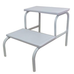 Escada 2 Degraus para Maca e Depilação Medcombo Escada Clínica 02 Degraus Inox Piso em Mdf com Antid