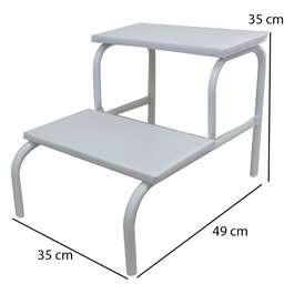 Escada 2 Degraus para Maca e Depilação Medcombo Escada Clínica 02 Degraus Inox Piso em Mdf com Antid - 2