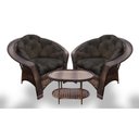 Ver imagem 1 de Conjunto de Poltronas Fibra Sintética 19 - 2 Poltronas + 1 Mesa Centro - Tecido Duna Marrom