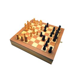 Jogo De Xadrez Dama Tabuleiro Em Madeira Com Gaveta 39X39 Cm - 3