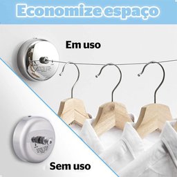 Varal Retrátil de Parede Lorben Aço Inox Corda Nylon 2,9m - 4
