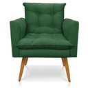 Ver imagem 1 de Poltrona Olivia Suede Verde Pés Palito Castanho - Pallazio