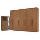 Ver imagem 1 de Guarda Roupa Casal 8 Portas 4 Gavetas Master New e Cômoda Marabá com Espelho Jatobá Acetinado - Sant