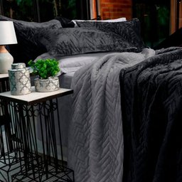 Cobertor Buettner Casal Flannel Plush 100% Poliéster Dupla Face 220mx240m Preto / Metal Escuro - 3