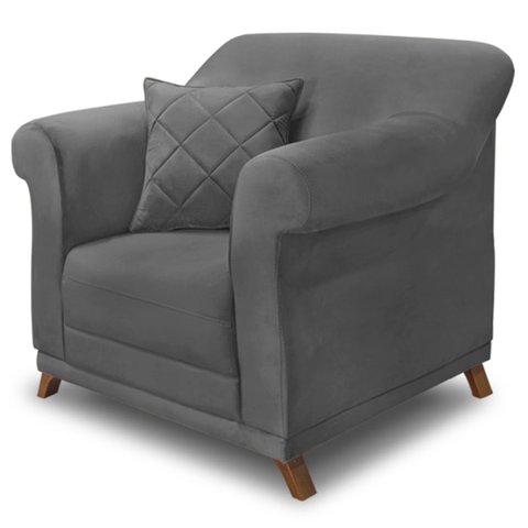 Poltrona Decorativa Retro Polo com Almofada Suede 1104 Ezz