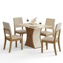 Ver imagem 7 de Conjunto Sala de Jantar Layla Trend 4 Lugares Tampo MDF Cadeiras Estofadas Off White 120cm Casa 812